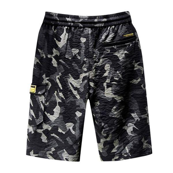 

casual summer short pants men's camouflage print sports tethered beach short pants breathable quick-drying gyms male l0320, White;black