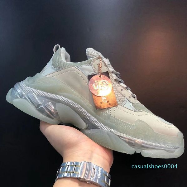 

2020 designer triple s shoes men blue triple s sneaker women platform leather casual shoes low lace up sneakers with clear sole c04, Black