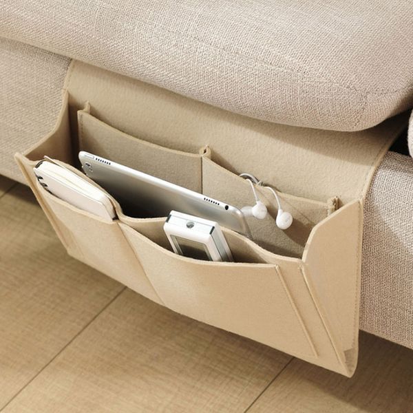 

bedside felt storage bag with pockets bed sofa desk hanging organizer for phone magazines tablets remotes dnj998