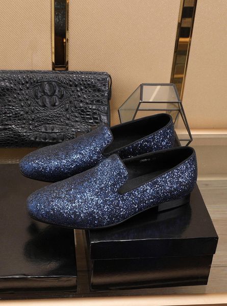 

new luxury men's casual leather shoes sheepskin flat shoes business leather outdoor flat shoes blue black gray belt box, Blue;gray