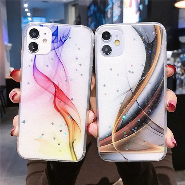 

gradient color marble case for iphone 11 pro se 2020 x xr xs max 8 7 6 6s plus glitter stars soft tpu phone back cover