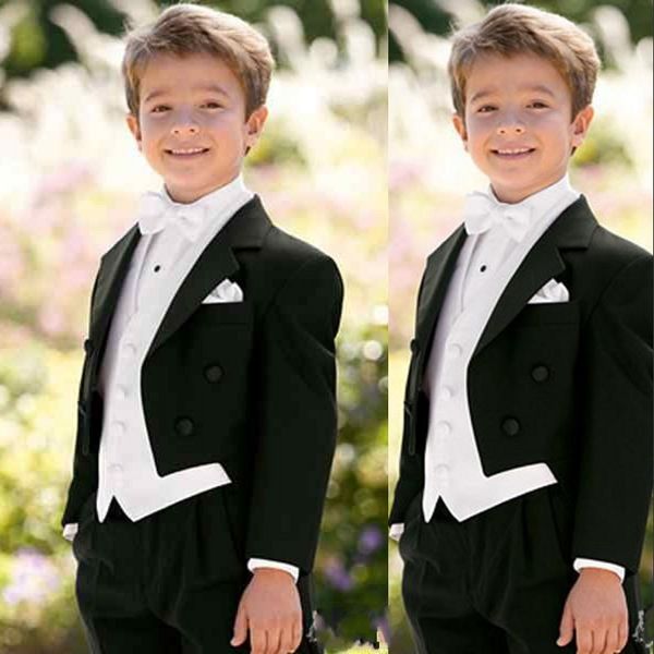 

black boy wedding suits 2019 notched lapel one button kid prom suit boys tuxedos ring bearer suits 3 pieces(jacket+pants+vest+bow)