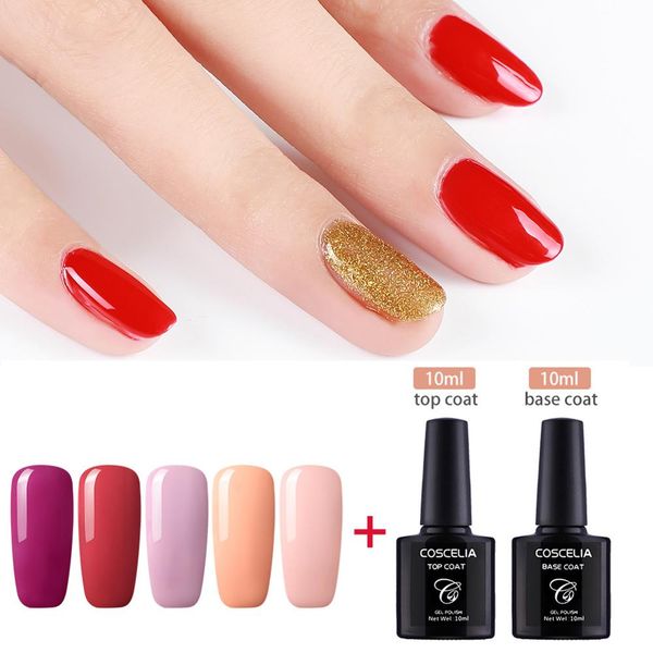 

coscelia 10ml soak off varnish gel polish pure nail color uv led gel nail art polish long-lasting manicure set
