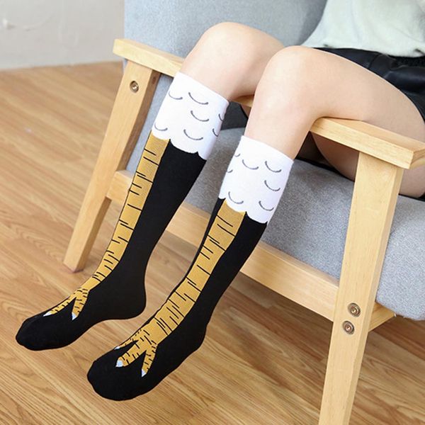 

1 pair creative socks with chicken print toe women fashion winter autumn socks chicken toe feet ladies 3d cartoon animal, Black;white