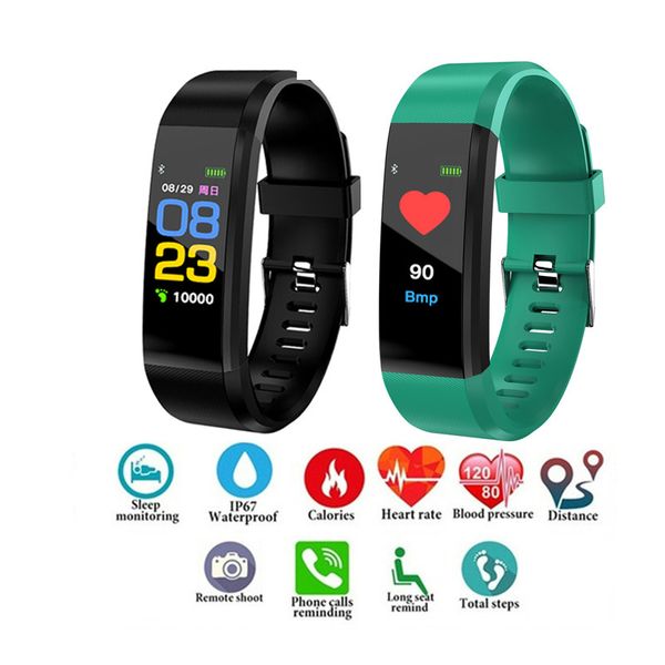 

color screen smart bracelet sports pedometer watch fitness running walking tracker heart rate smart band for men wome watches, Slivery;brown