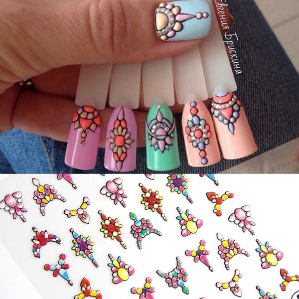 

nail art sticker 3d colorful rose flowers mixed beauty patterns nail transfer decals for art diy design decorations, Black