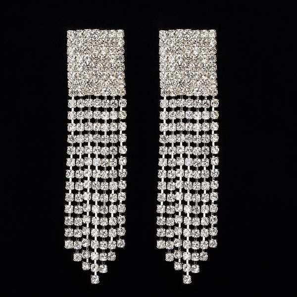 

earring geometry form crystal diamond tassels earrings, Golden