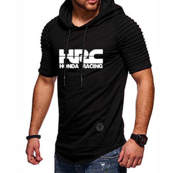 

men's short sleeve for hrc race motorcycle car logo summer hoodies fashion slim fit cotton short sleeve men t-shirt hoodies dw