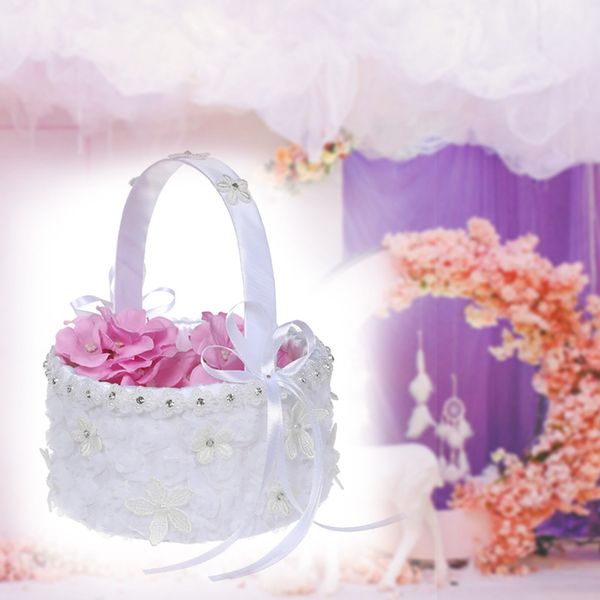 2019 Lace Flower Girl Basket Decorative Flower Basket For Western