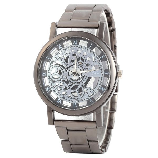 

the mens' watches fashion sports watch alloy watch men's watches non mechanical hollow perspective quartz clock, Slivery;brown