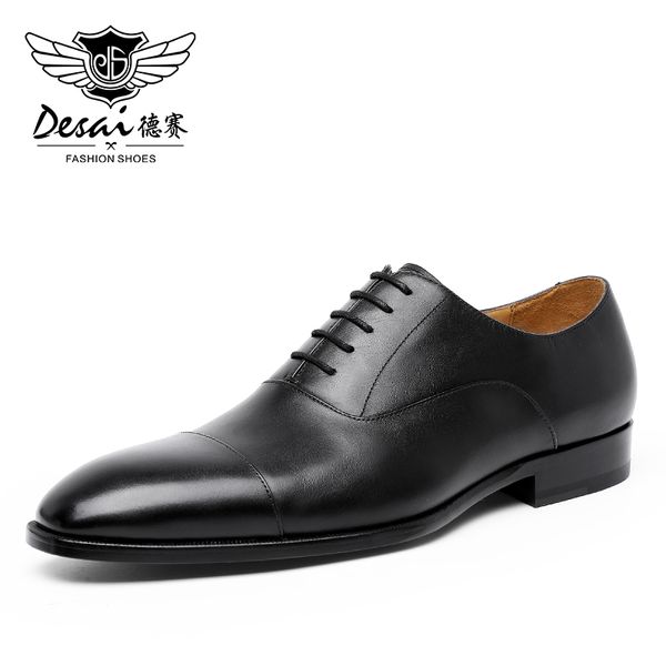 

desai genuine leather shoes cowhide outsole men business shoes for man brand footwear men's casual soft sole handmade limited, Black