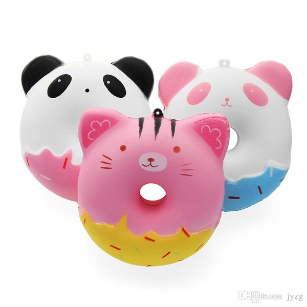 

squishy 11cm kawaii gift soft panda cat doughnut jumbo-squishy toy cute phone straps slow rising squishies donut toy keychain