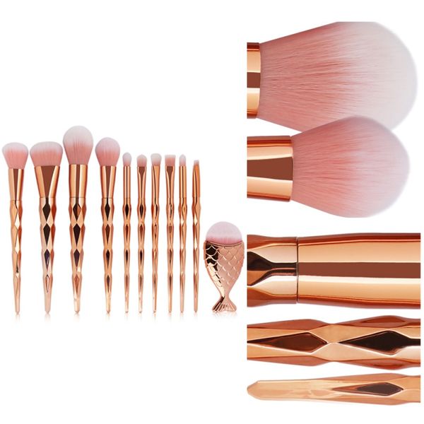 

d11pcs diamond makeup brush set women\'s fashion brushes professional foundation powder brushes