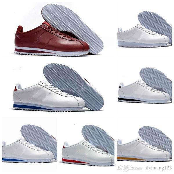 

nwe classic chaussures cortez basic leather casual shoes fashion men women black white red golden skateboarding sneakers