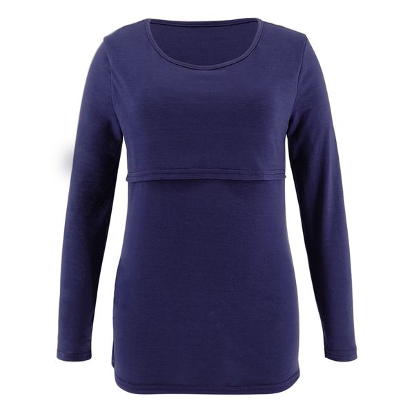 

2020 women pregnant maternity nursing clothes o-neck long sleeve solid t-shirt 2019 pregnancy maternity clothing, White