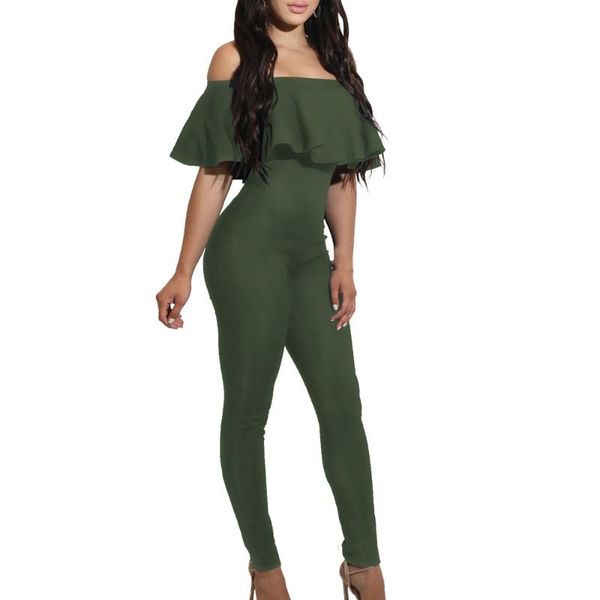 

2020 комбинезон сексуальные женщины листья лотоса с плеча рукав playsuit bodycon party сплошной цвет с длинным рукавом боди комбинезон#g1, Black;white