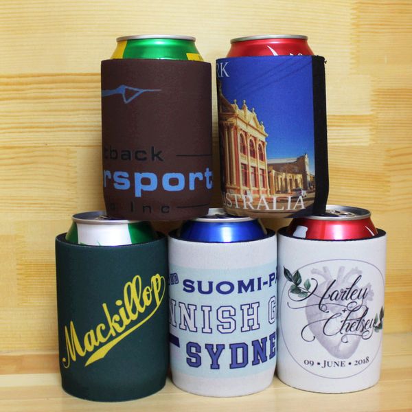 

200pcs/lot sublimation print logo 5mm thickness neoprene beer can cooler holder promotional stubby holders super can cooler
