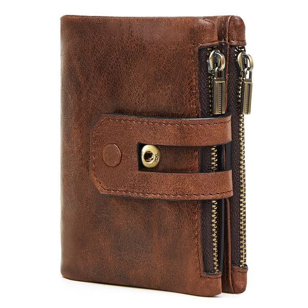 Cowhide Leather Men Wallet Short Coin Purse Small Vintage Wallets