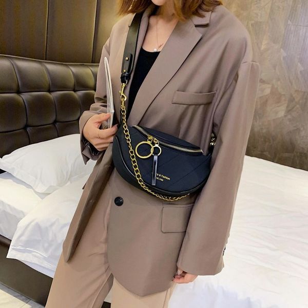 

frosted fold waist bag female tide ins new spring and summer limited foreign chain chain messenger shoulder chest chest bag