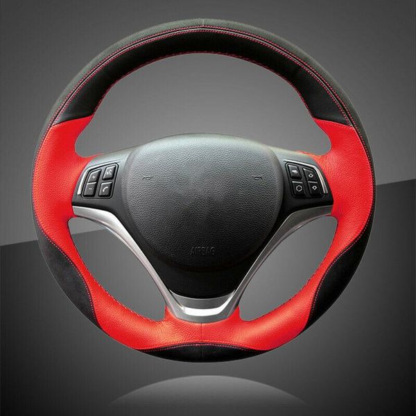 

car hand stitched auto braid on the steering wheel cover for bmw x1 2014 2015