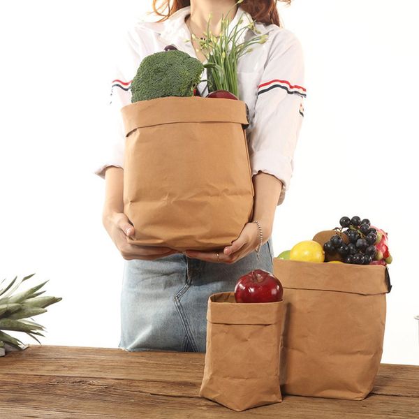 

kraft paper storage bags of fruit and vegetable garlic onion plant flower pot bag basket home garden storage organization new