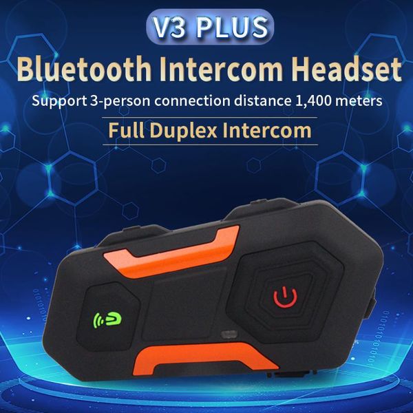 

v3 plus bt переговорные мотоциклетный шлем интерком беспроводная bluetooth-гарнитура водонепроницаемая интерком fm raido
