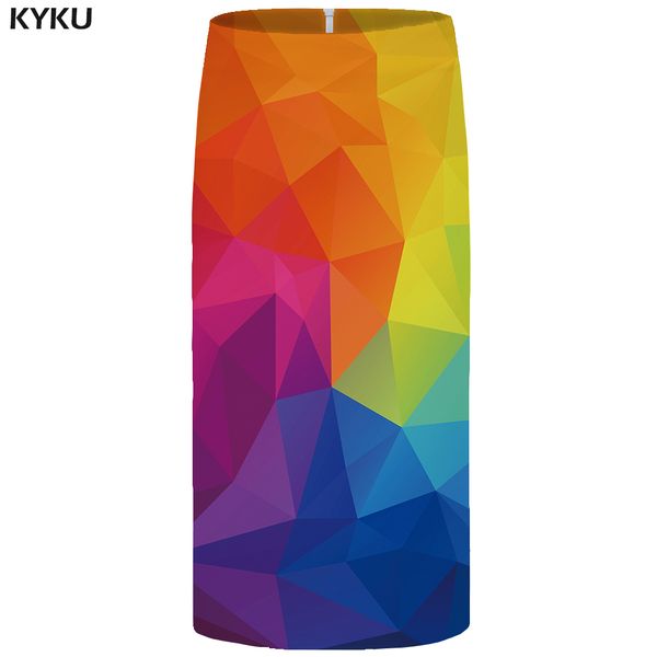 

kyku graphic skirts women vintage plus size harajuku casual pencil 3d print ladies skirts womens knitted knee length, Black