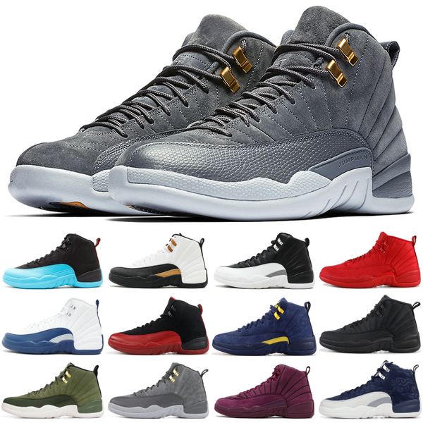 

new arrival jumpman black game royal 12 12s basketball shoes fiba cny gym red bulls french blue men sports designer sneakers trainers, White;red