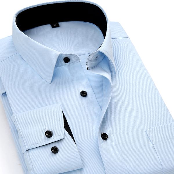 

big size 4xl mens dress shirt long sleeve casual solid business shirt classic white black blue camisa social male clothing
