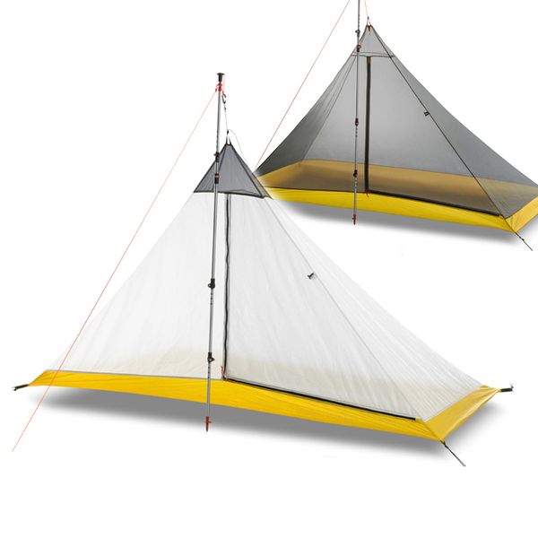 

668g camping tent 1-2 person outdoor 40d nylon silicon coating rodless pyramid large tent camping 4 season inner