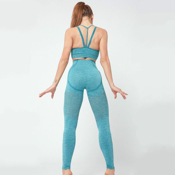 

эластичный выдалбливают gym наборы йоги wear набор фитнес тренировки костюмы бесшовные спортивная одежда женская высокой талией брюки спорт