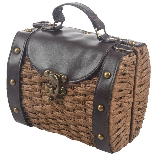 

women rattan bags vintage shoulder bags straw knitted handbags bali bags(brown