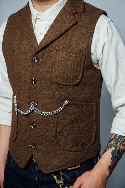 

labour union mens woolen tweed vest rrl style slim fit tartan waistcoat gentlemen party wedding vest, Black;white