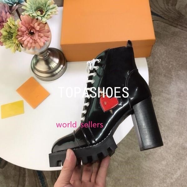 

wholesale latest luxury women designer boots martin desert boot flamingos love arrow medal 100% real leather coarse winter shoes 35-40