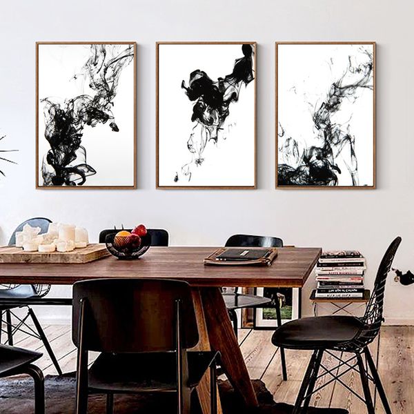 

new chinese black and white ink liquid diffusion trajectory canvas painting art abstract print poster picture wall home decor