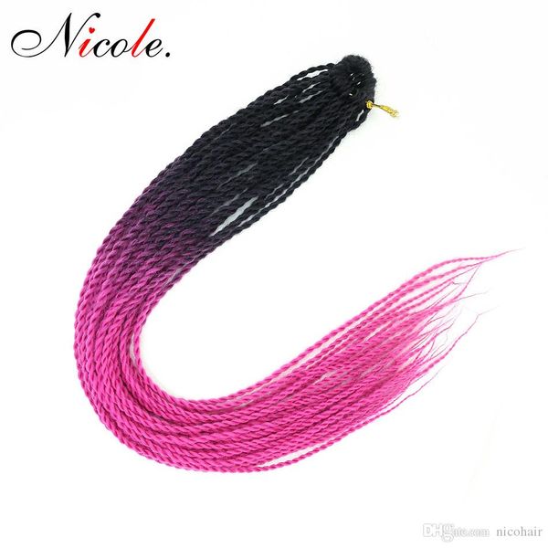 

николь плетение волос 100г / пакет 30 roots / упаковка 24 дюймов ombre цвет jumbo сенегальский twist крючком волос бесплатная доставка, Black