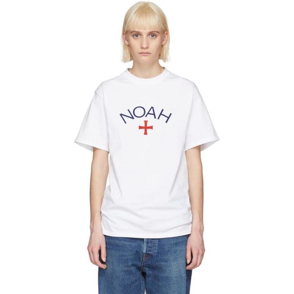 

18ss noah classic cross t-shirt summer breathable cool tee fashion casual simple men women street solid color short sleeve hfymtx270, White;black