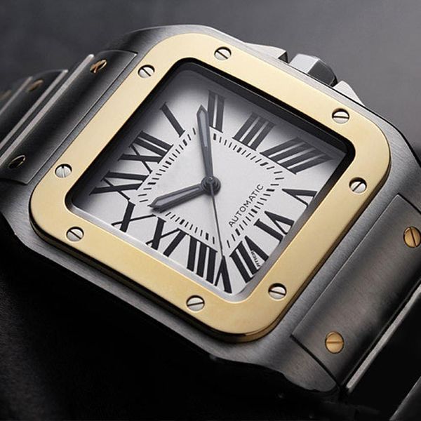 

asle car sans series w200728g mens wristwatch automatic movement white face 316l stainless steel original strap men's quality watches, Slivery;brown