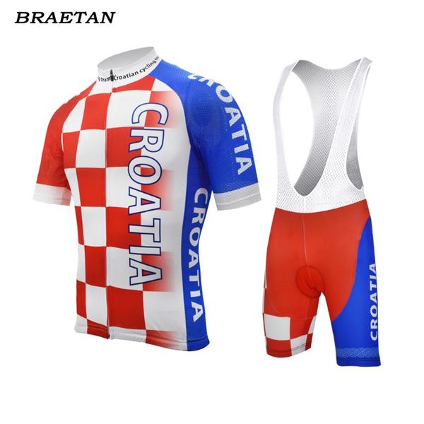 

croatia team cycling set pro team cycling wear bib pants summer short sleeve clothing 9d gel pad road clothes braetan, Black;blue