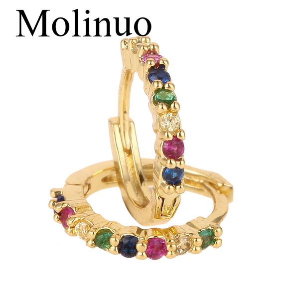 

molinuo gold color mini colorful cubic zirconia delicate arround earring for women minimalist elegance fashion jewelry, Golden;silver