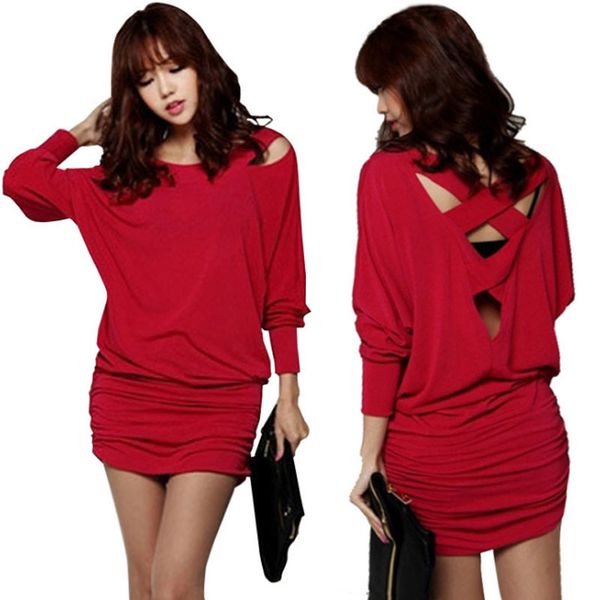 

winter dress women long sleeve plus size korean red dress bandage knitted party dresses black office ladies dress women clothes, Black;gray