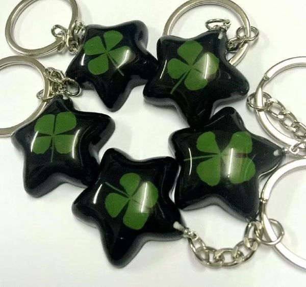 

news--real four leaf clover black star shape keychain 5 pcs sale jewelry yqtdmy, Slivery;golden