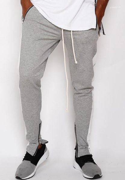 

повседневный скейтборд брюки карандаш тренировочные брюки противотуманные бибер моде спортивные брюки мужские в полоску на молнии, Black