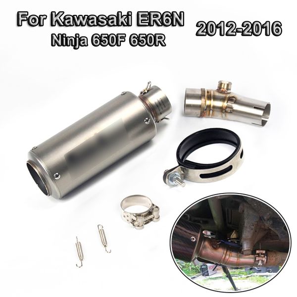 

motorcycle exhaust muffler tips mid connect link pipe short for er6n ninja 650f 650r 2012-2016 13 14 15