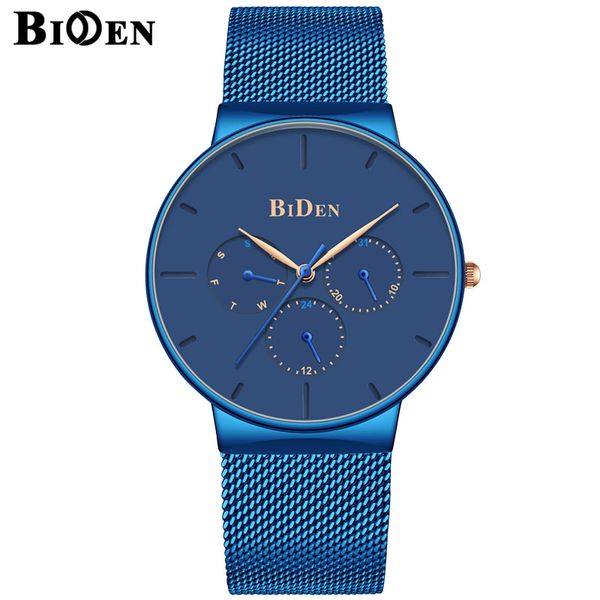 

biden luxury mens watches brand waterproof wrist watch ultra thin date quartz watch for men sports clock relogiio masculino, Slivery;brown