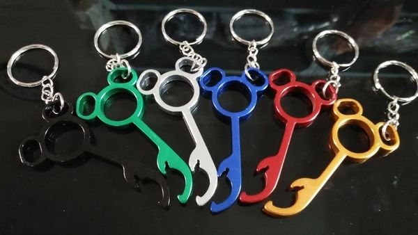 

300pcs/lot mini mick bottle opener keychain unique beer opener key chain metal wedding favor gift bottle opener keyring rings, Slivery;golden
