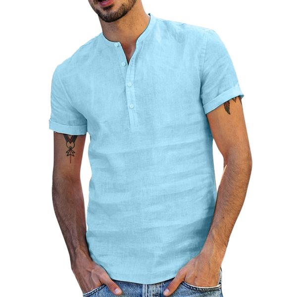 

fashion men's shirts camisa casual short sleeve shirt men baggy cotton blend solid color male blouse camisa masculina, White;black