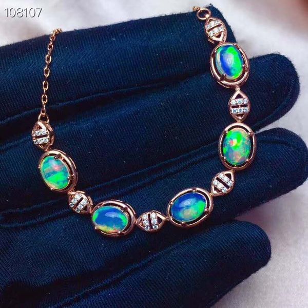

real natural opal bracelet solid s925 sterling silver for women colour gem stone rings, Golden;silver