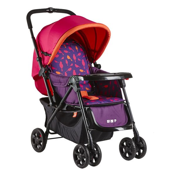 

two-way implementation of lightweight baby stroller foldable baby car can sit reclining stroller full awning shade trolley