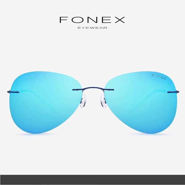 

титановый сплав без оправы солнцезащитные очки мужчины модный бренд дизайнер мужской бескаркасный корея авиация поляризованные солнцезащитны, White;black